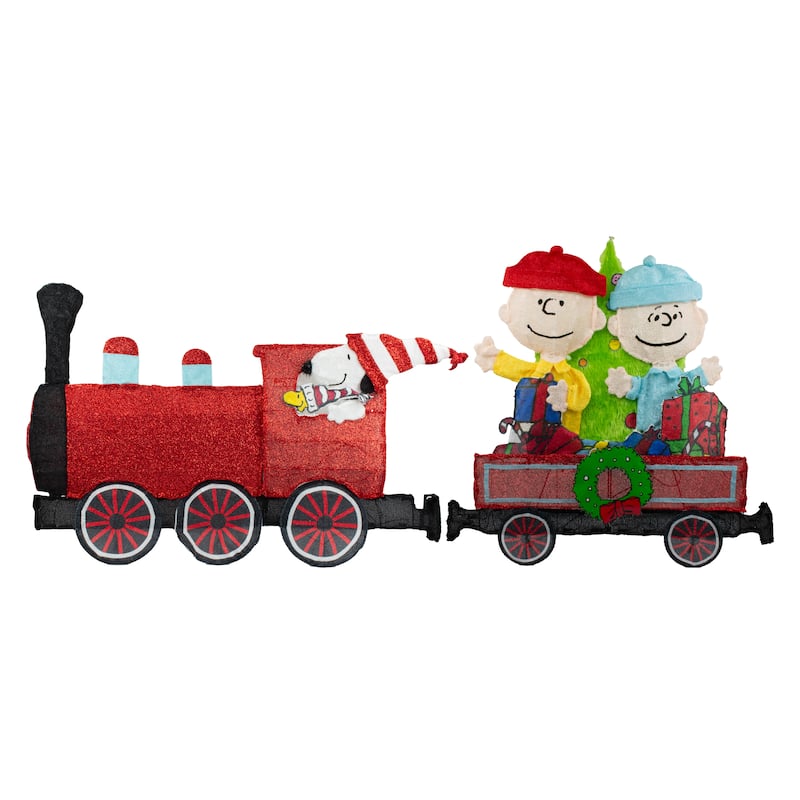 79" Peanuts Pre-lit LED 2D Yard Art 2 piece Train Set