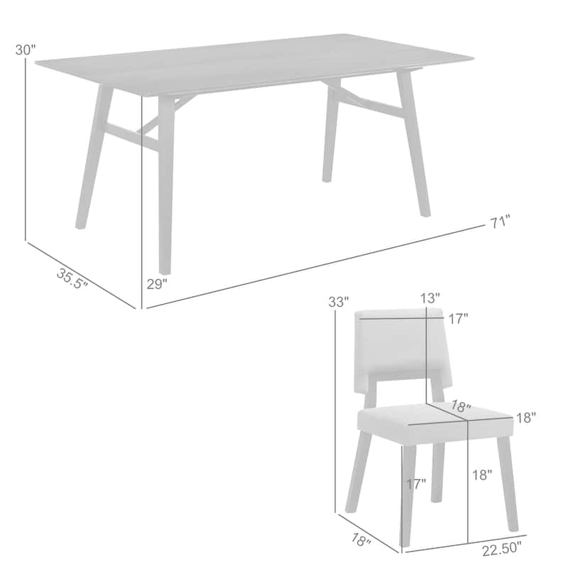 Channell Black or Walnut Wood 5 Piece Dining Set