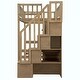 preview thumbnail 8 of 31, Wooden Twin Loft Bed with Built-in Desk, LED Lights, Storage Shelves, Cabinets & Staircase