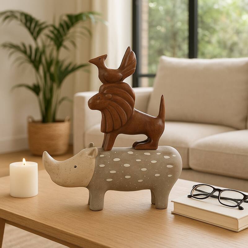 Decorative Stacked Animal Figurines - 8" Multi