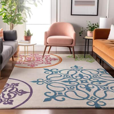 Premium Washable Super Soft Transitional Scroll Mayfield Rug