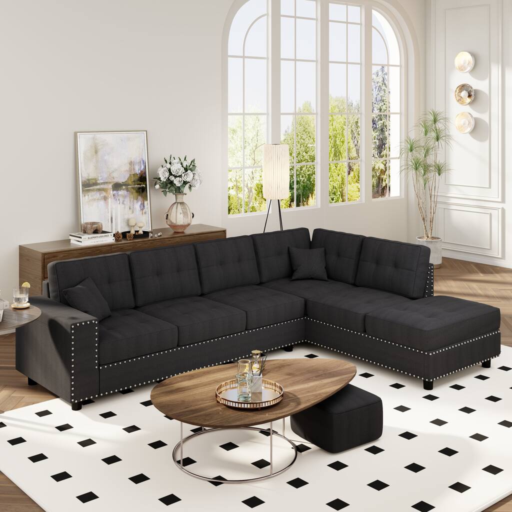L-Shaped Modular Sectional Sofa with Removable Cushions