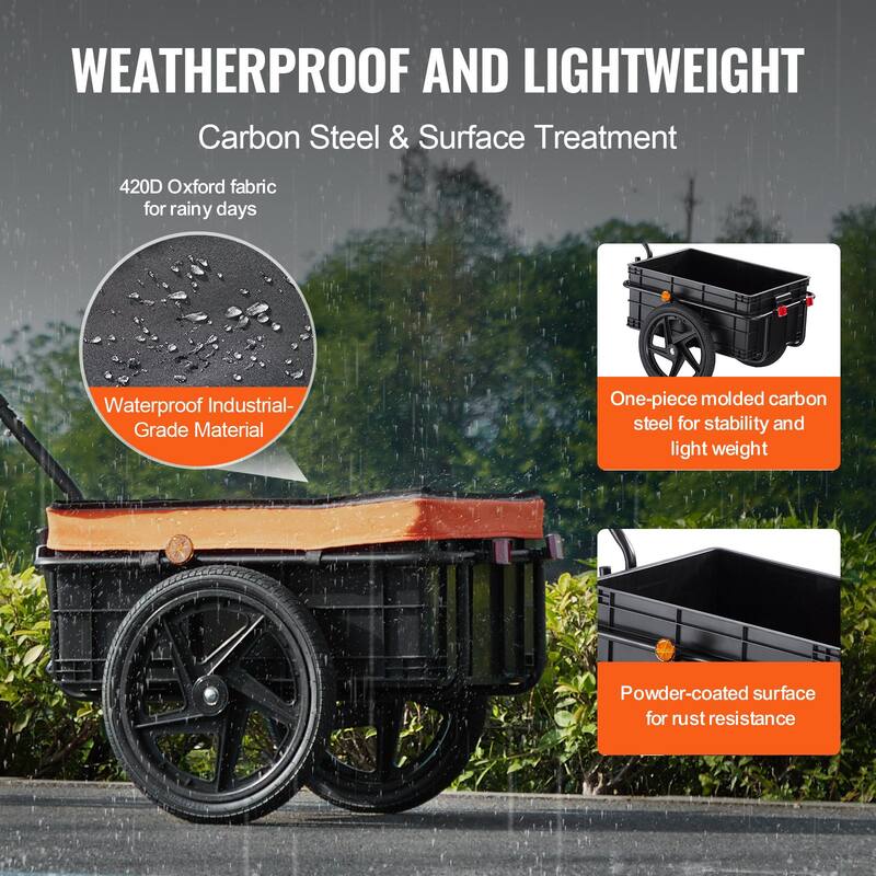 Bike Cargo Trailer, 88 lbs Load Capacity, Heavy-Duty Bicycle Wagon Cart, Foldable Compact Storage with Universal Hitch, Waterpr