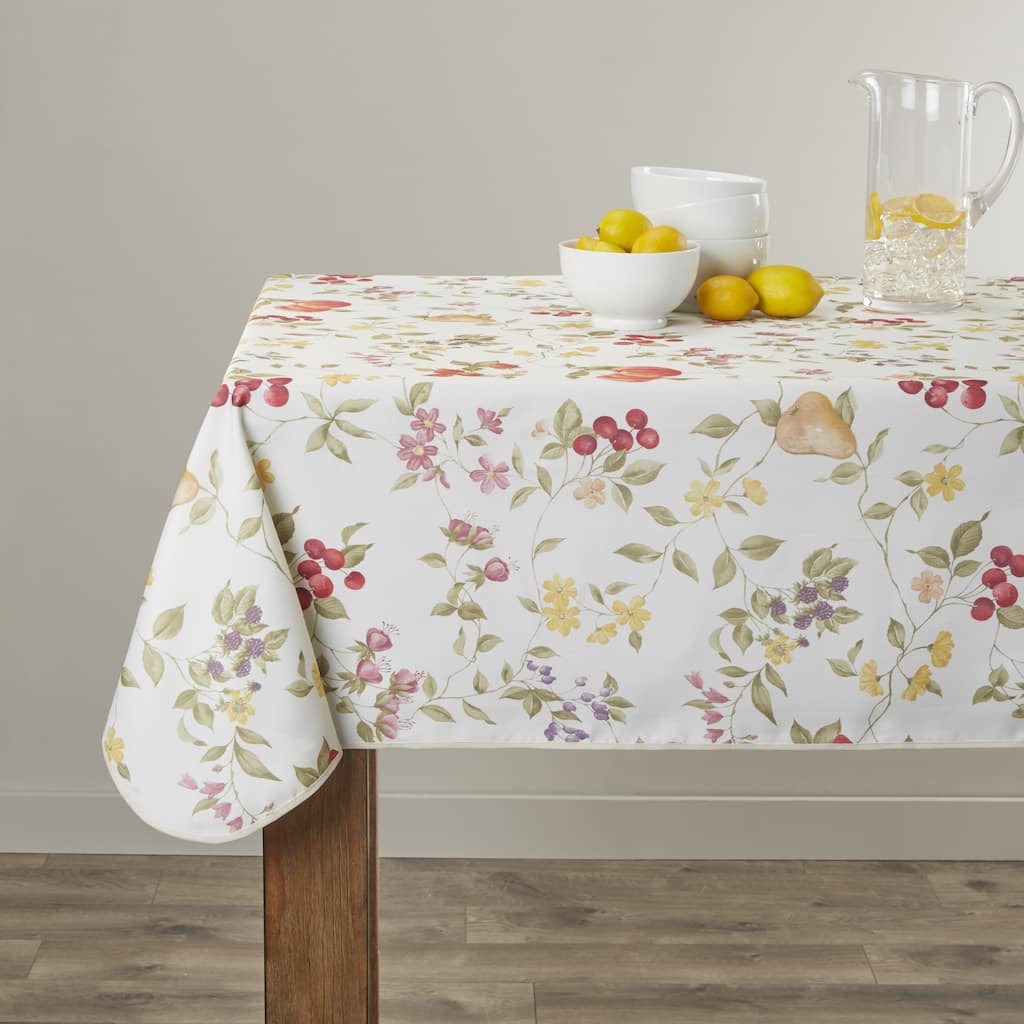 Violet Linen European White Fruit Pattern Tablecloth