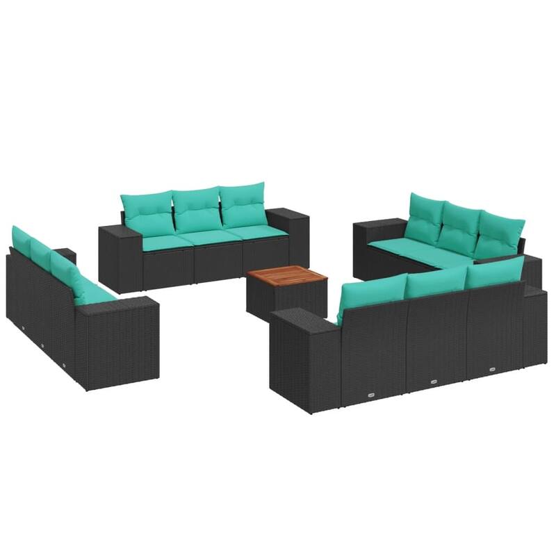 vidaXL Patio Sofa Set with Cushions Outdoor Furniture 13 Piece Poly Rattan - 21.7x 24.4x 27.2
