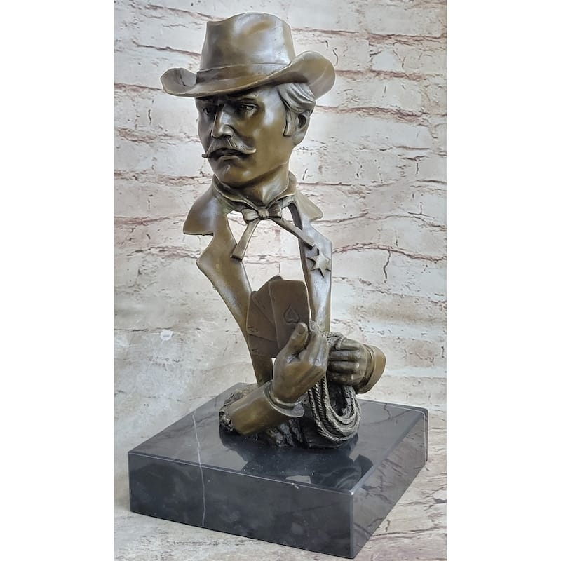 Doc Holiday Playing Cards Gambling Wild West Ok Corral Bronze Statue Sculpture Figure