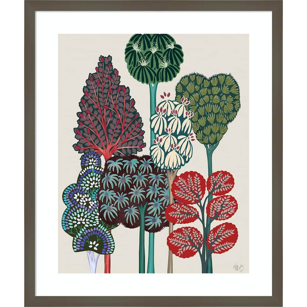 Serene Forest No. 2 by Fab Funky Wood Framed Wall Art Print - Svelte Clay Grey