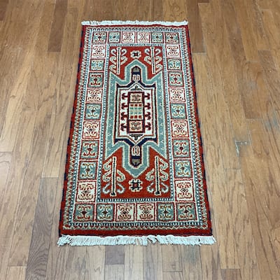 HERAT ORIENTAL Handmade Kazak Wool Rug - 2'2" x 4'1"