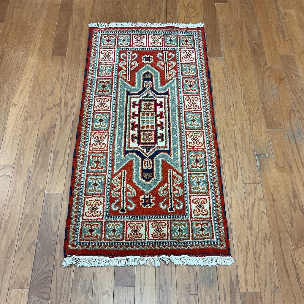 HERAT ORIENTAL Handmade Kazak Wool Rug - 2'2" x 4'1"