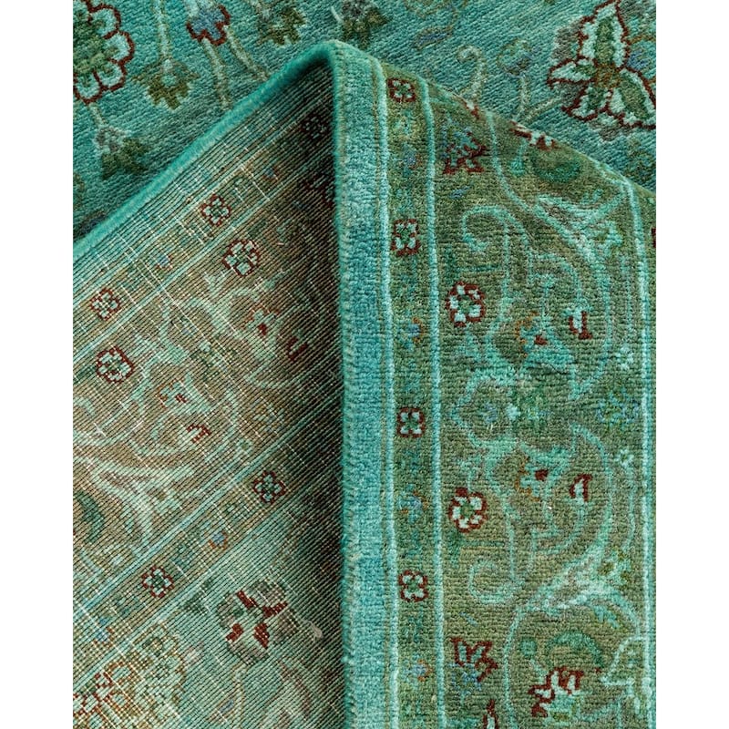 Overton Hand Knotted Wool Vintage Inspired Modern Contemporary Overdyed Blue Area Rug - 3' 2" x 5' 4"