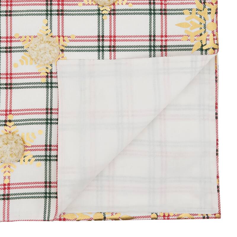 Plaid Table Runner With Snowflake Design - 16"x72"