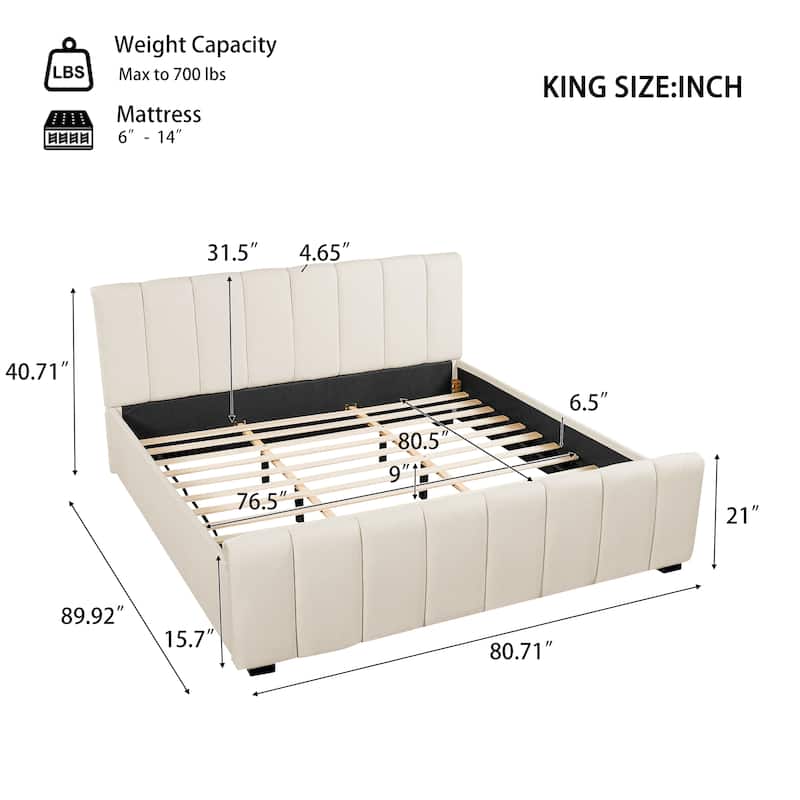 Christopher Knight Home - Elowen Modern Upholstered Bed Frame with Thick Padded Headboard