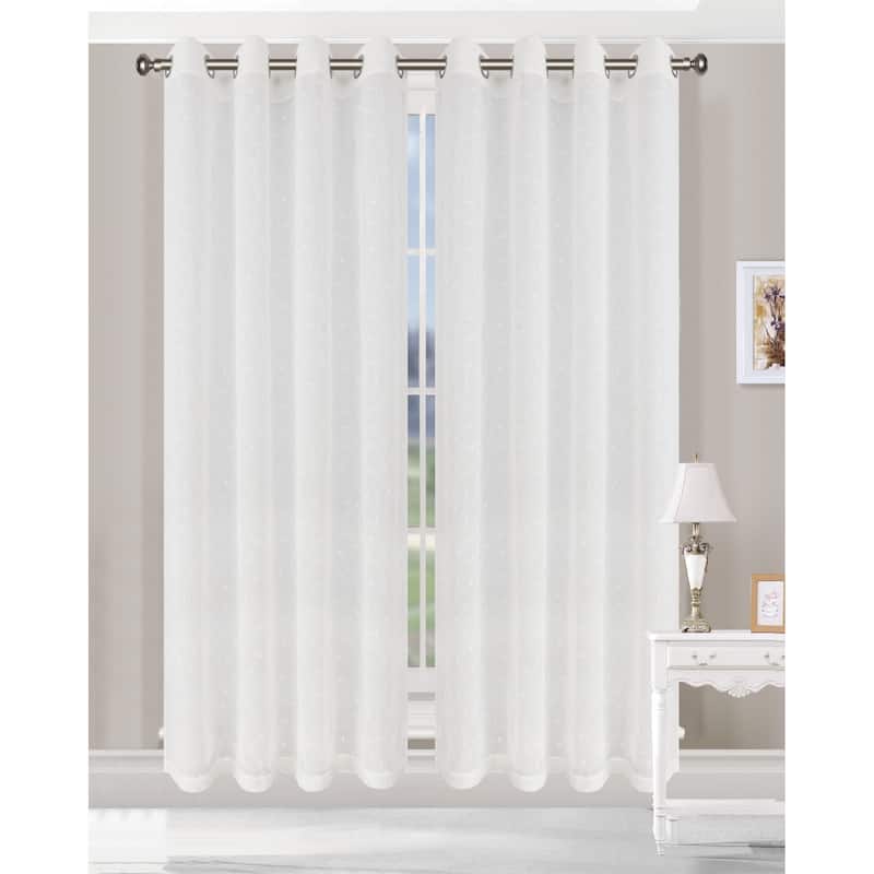 Superior Embroidered Delicate Flower Sheer Grommet Curtain Panel - (Set of 2)