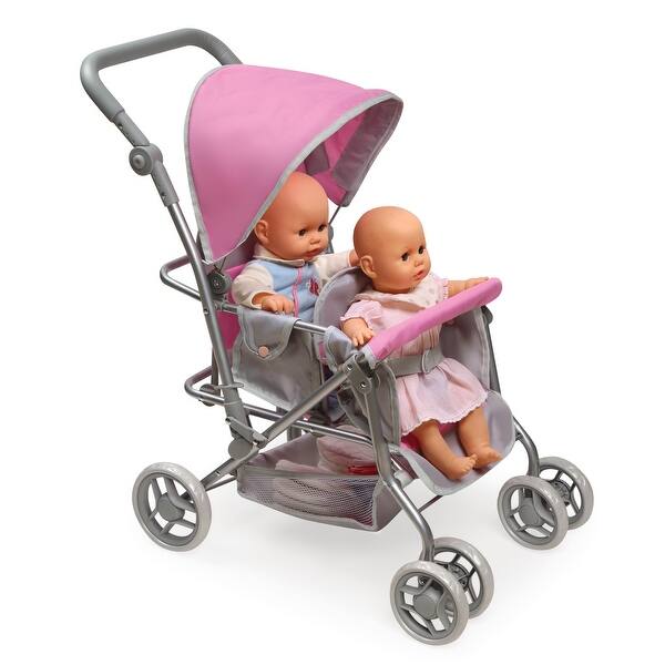Cruise Folding Inline Double Doll Stroller - Gray/Pink Badger Basket