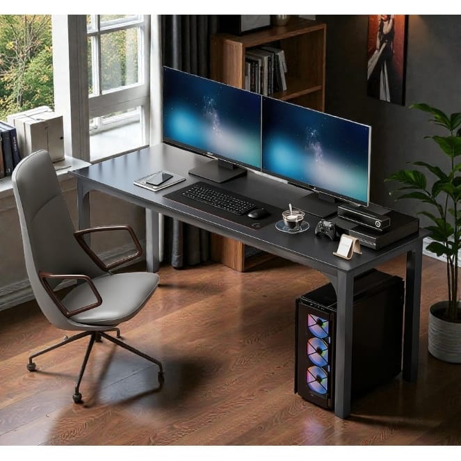 70 Inch Industrial Computer Desk with Metal Legs, Large Desktop Office Desk for Home Office Study