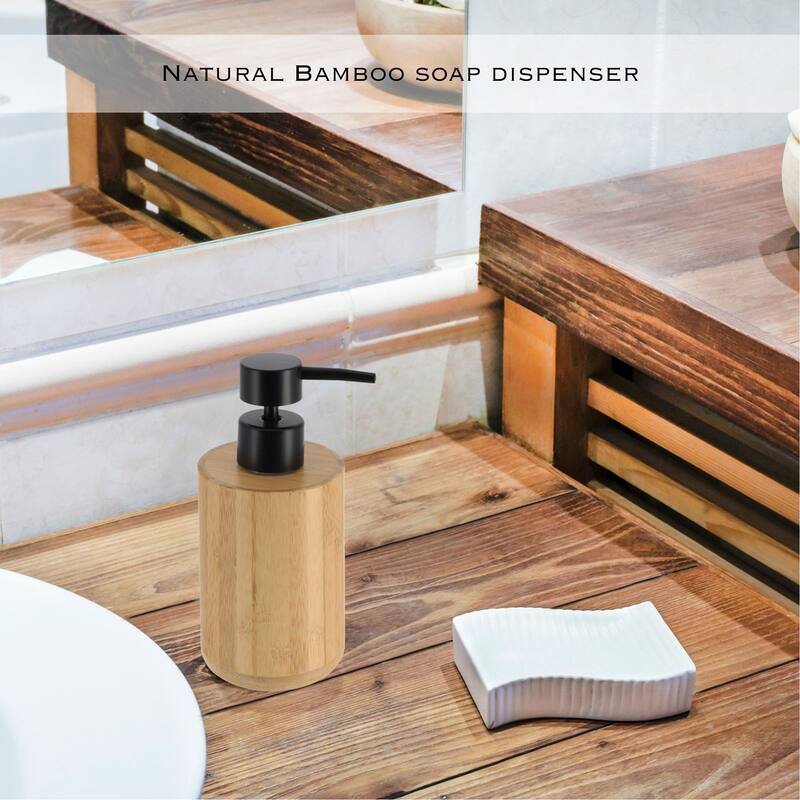 5-Piece Bathroom Accessory Set Bamboo Natural Decor