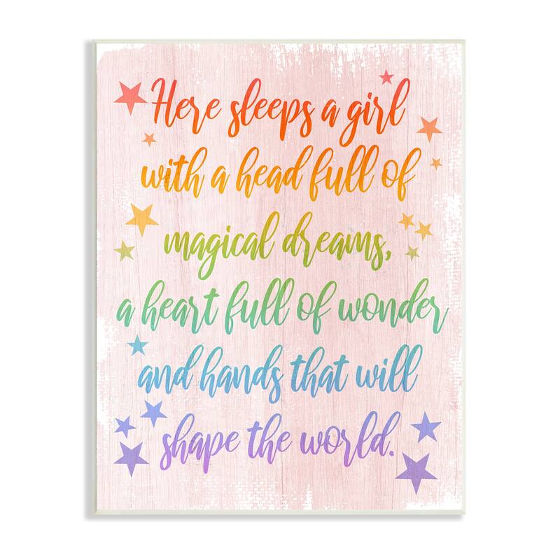 Stupell Girl with Head Full of Magical Dreams Phrase Wood Wall Art - 10 x 15