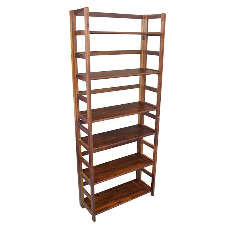 Solid Acacia 3 Shelf Folding Bookcase in Mahogany