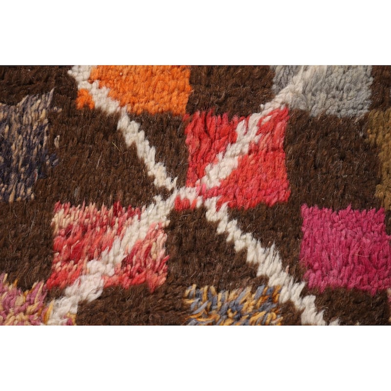 Checkered Moroccan Oriental Area Rug Handmade Wool Carpet - 6'10" x 10'6"