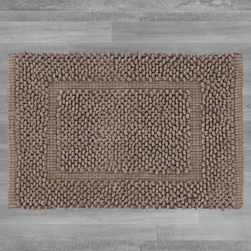 Sophie Border Ultra-plush Chenille Non-Slip Cotton Bath Mat