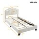preview thumbnail 4 of 10, Twin Size Upholstered Flower-Shape Bed with LED Light Strip, Sherpa Fabric Platform Bed with Wooden Slats Support