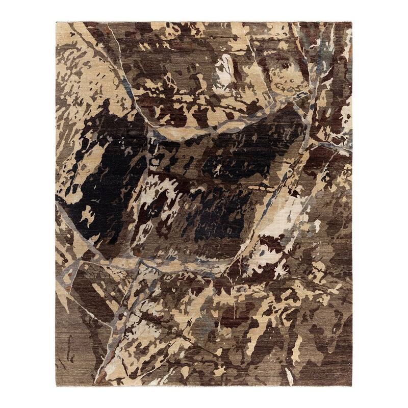 Ikat One-of-a-Kind Hand-Knotted Area Rug, Brown - 8' 1" x 10' 0"