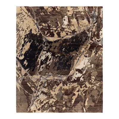 Ikat One-of-a-Kind Hand-Knotted Area Rug, Brown - 8' 1" x 10' 0"