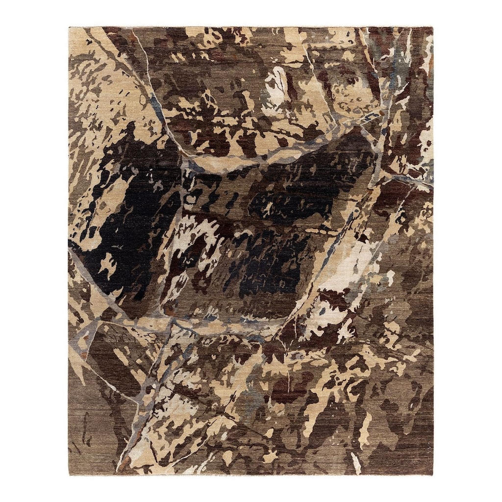 Ikat One-of-a-Kind Hand-Knotted Area Rug, Brown - 8' 1" x 10' 0"