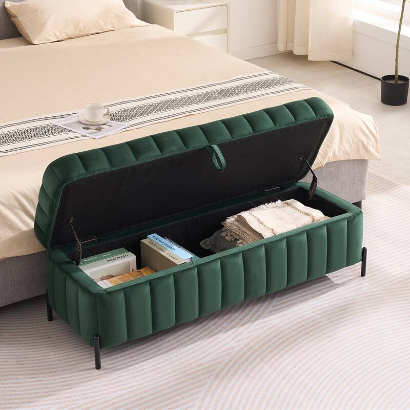 49.2"W Modern Storage Bench,Bedroom Ottoman Bench with Metal Legs
