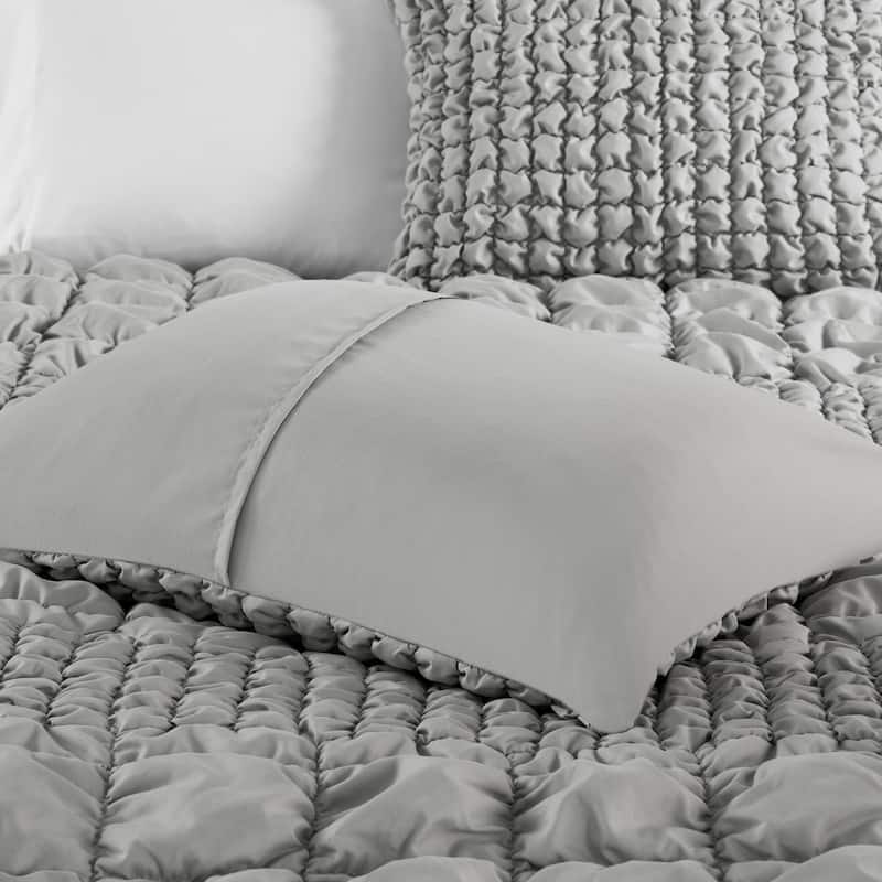 Madison Park Liliana 3 Piece Stripe Ruched Comforter Set