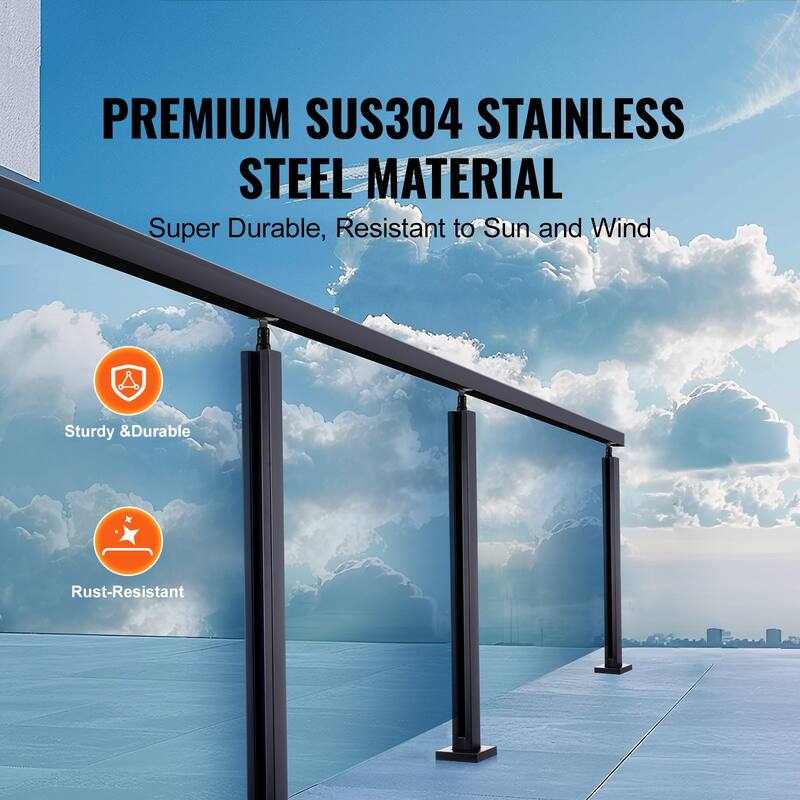 Glass Clamp, Height Glass Railing Bracket for 0.39 "-0.47 " Thickness Tempered Glass, 304 Stainless Steel Glass Mounting Clamp