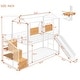 preview thumbnail 2 of 11, Twin Over Twin Metal Bunk Bed with Slide and Storage Stair