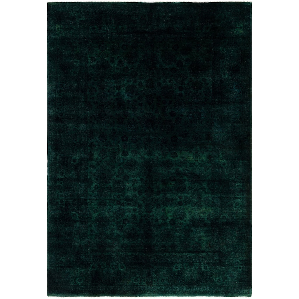 Overdyed One-of-a-Kind Hand-Knotted Area Rug - Green - 6' 1" x 8' 10"