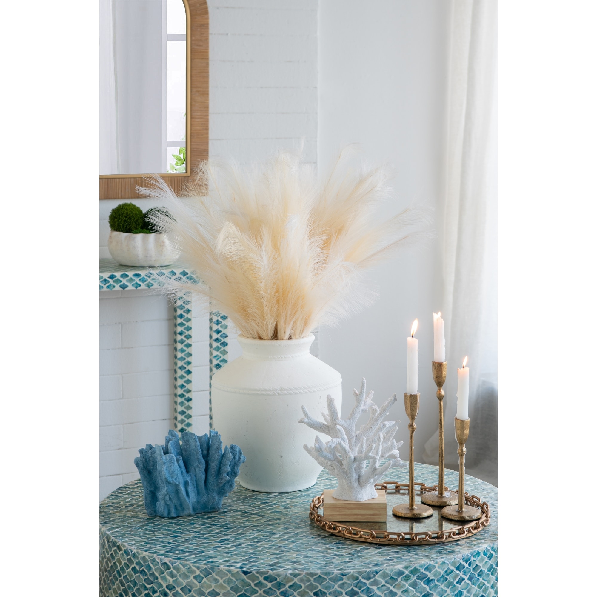 D12X14" Round Terracotta Vase With Natural White Finish