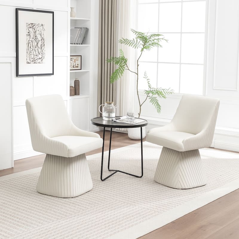 SEYNAR Modern Velvet 360 Degree Swivel Armless Dining chair Set of 2
