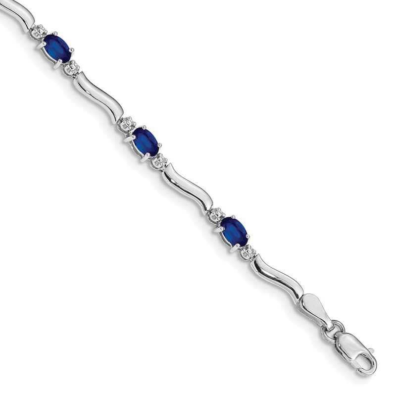 Curata 14k White Gold Diamond and Sapphire Bracelet