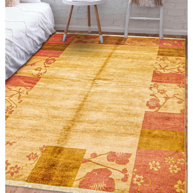 ECARPETGALLERY Hand-knotted Peshawar Ziegler Light Gold Wool Rug - 5'9 x 7'10