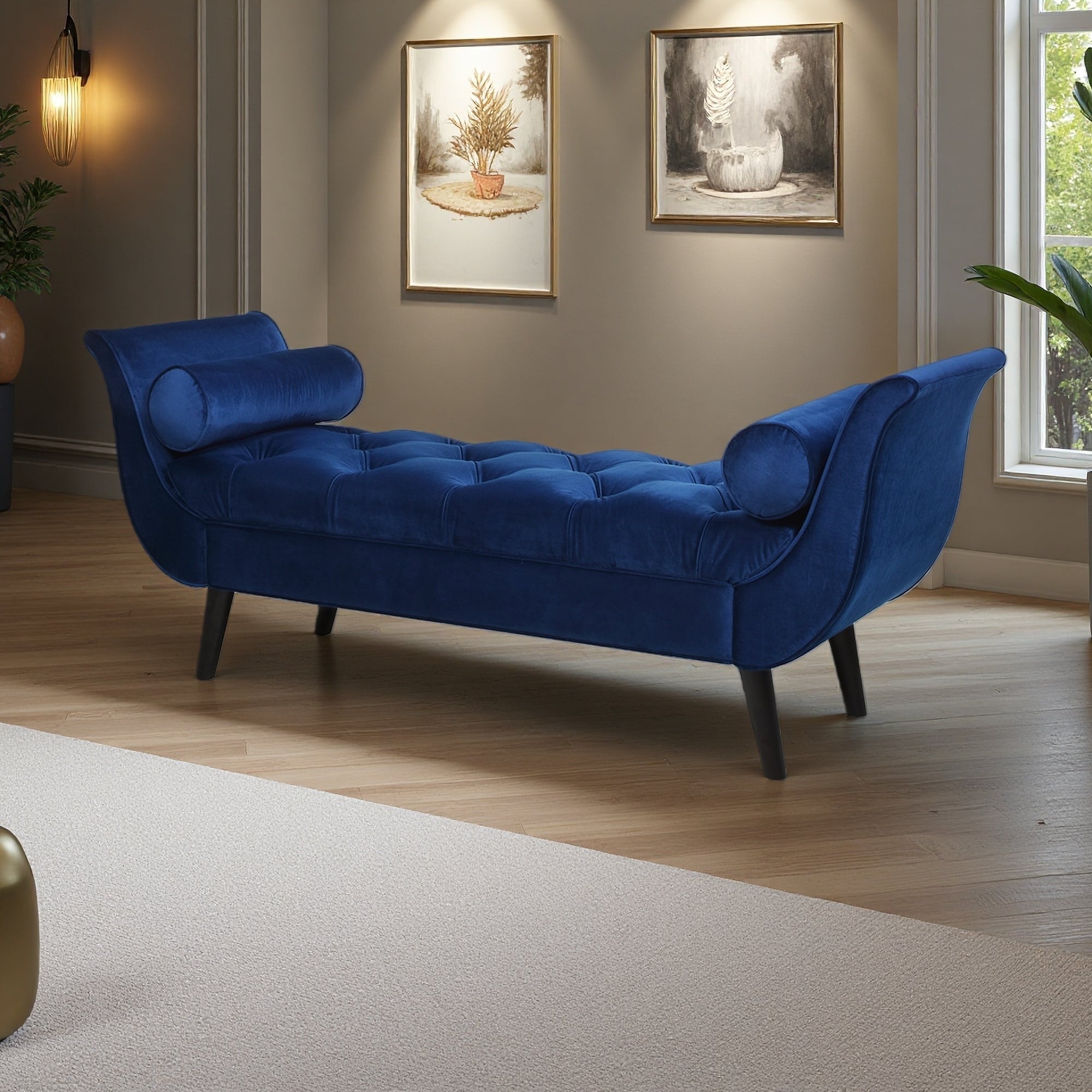 64.5"L Velvet Tufted Entryway Bench