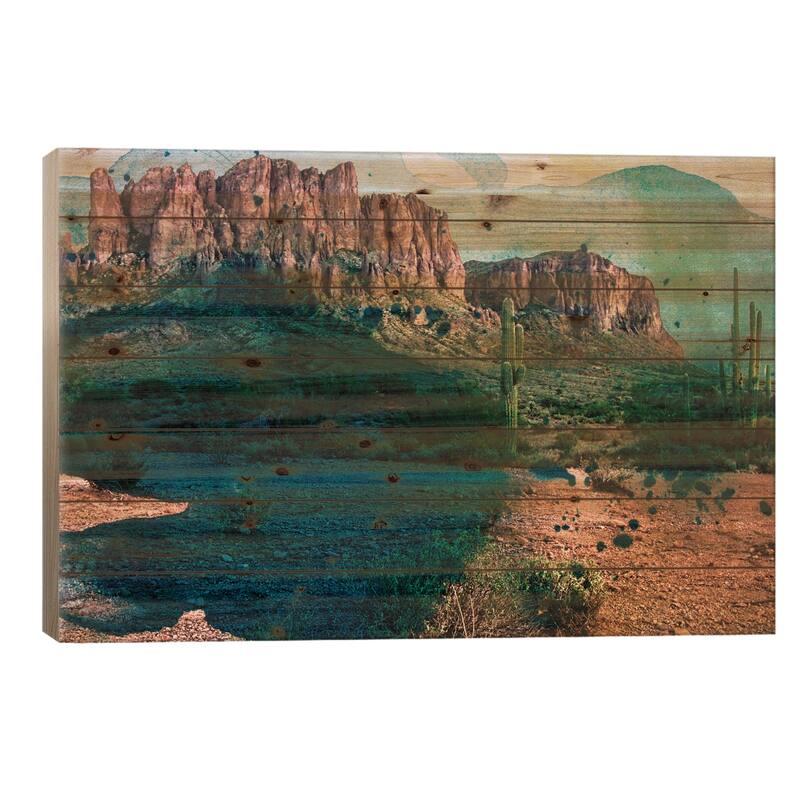 Arizona Abstract Print On Wood by Sisa Jasper - Multi-Color - 26x40x1.5