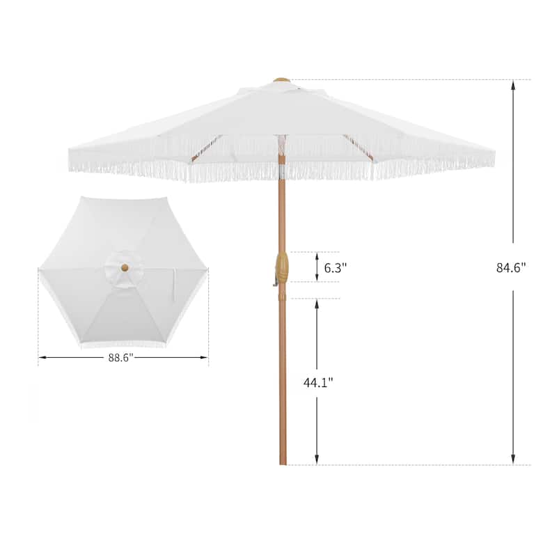 Autlaycil 7.5 ft Outdoor Umbrella Patio with Fringe.