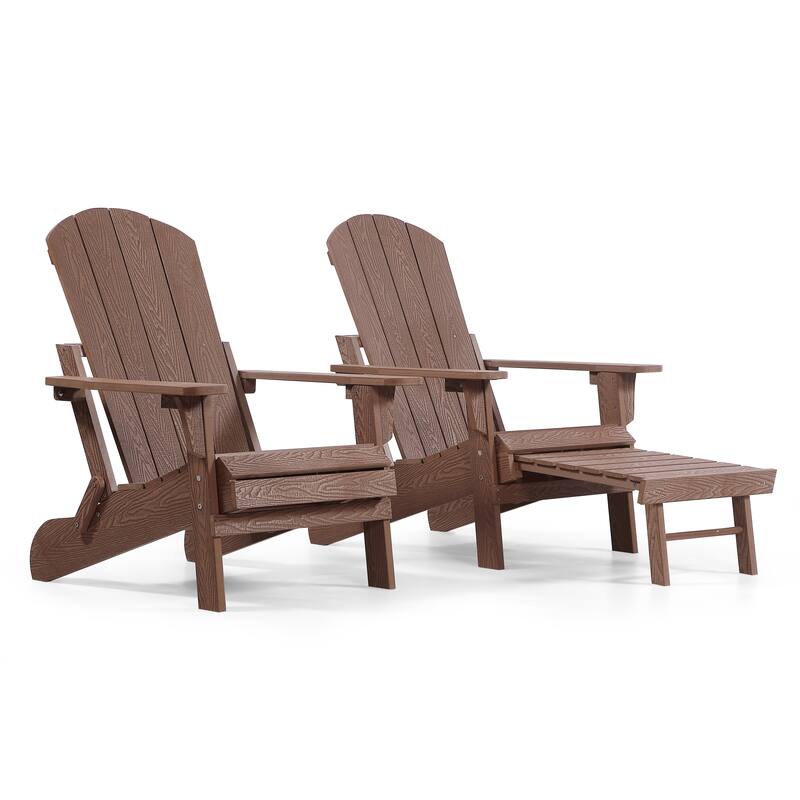 Seaton Folding Poly Adirondack Chair with Pull-out Ottoman, Set of 2