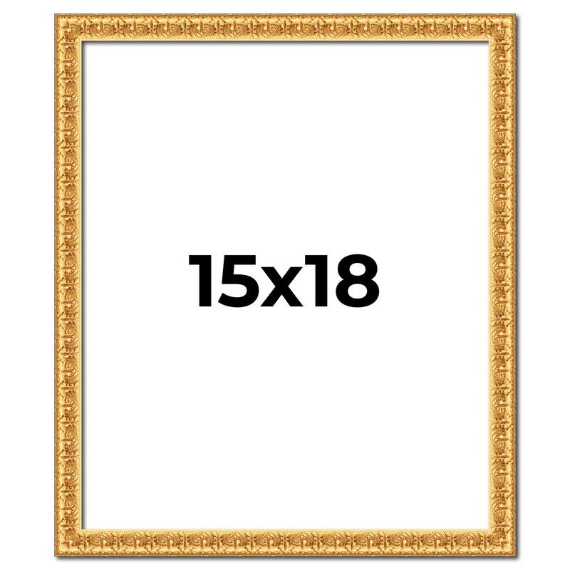 15x18 Frame Gold Real Wood Picture Frame Width 1 inches | Interior