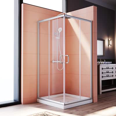 ELEGANT Framed Sliding Shower Enclosure Door Nickel Finish