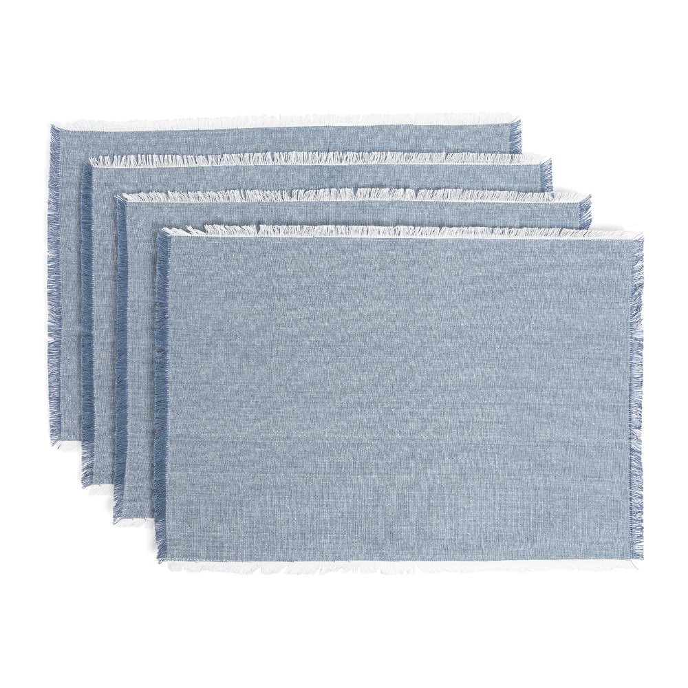 over&back 100% Cotton Frayed Chambray Placemats - Set of 4