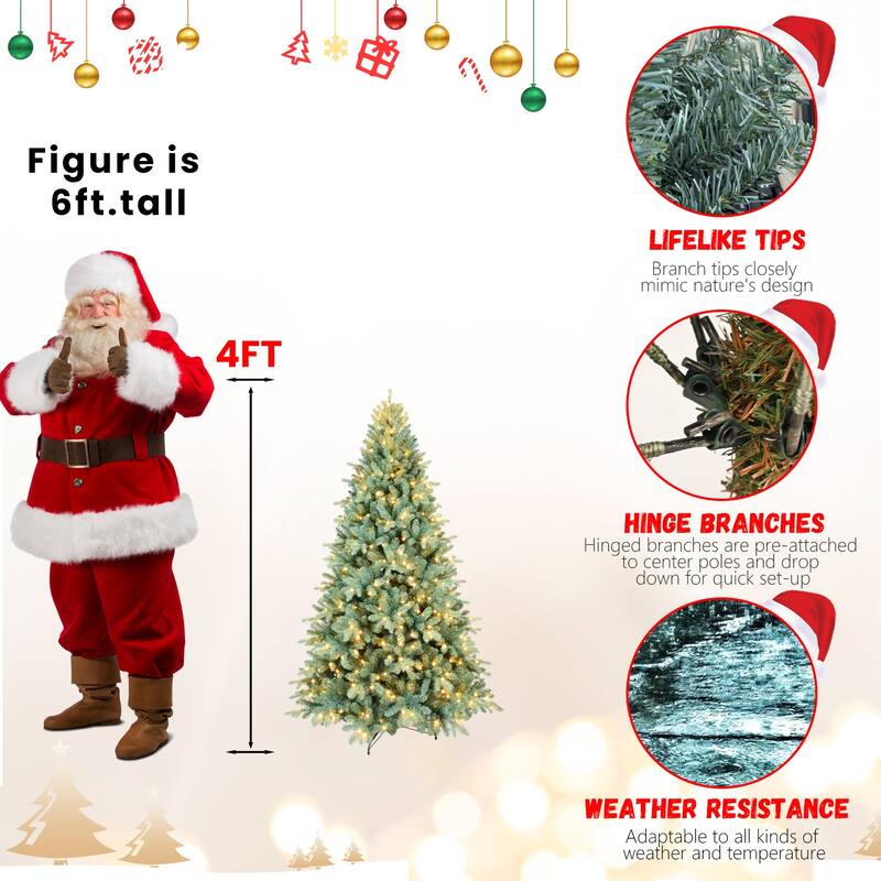 PE&PVC Green Christmas Tree with Lights - N/A