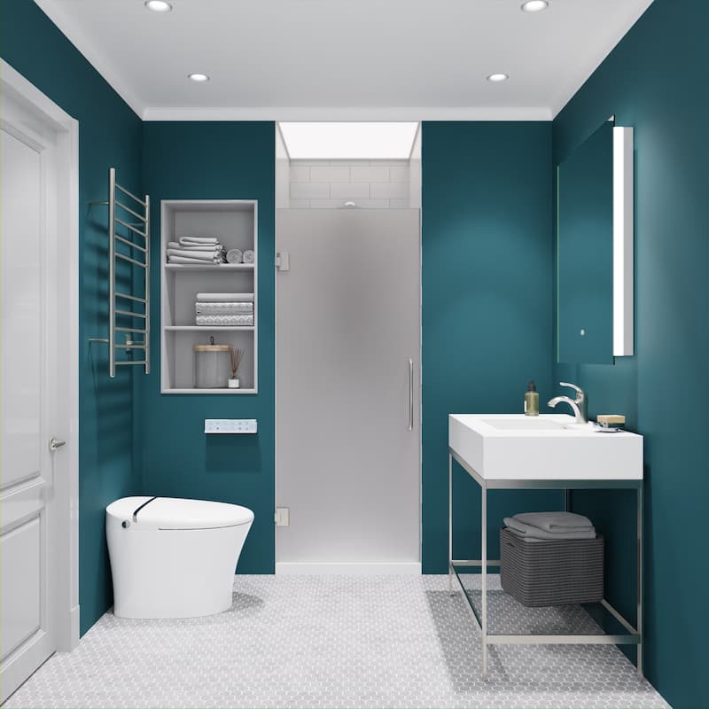 ANZZI Fellow 24" x 70" Frameless Hinged Shower Door in Brushed Nickel with Frosted Tempered Glass