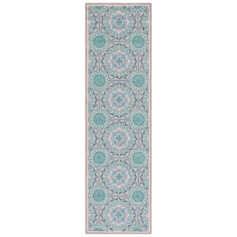 SAFAVIEH Handmade Four Seasons Caspian Floral Rug - 2'3" x 8' Runner - Mint/Aqua