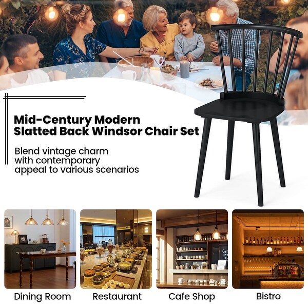 Costway Rubber Wood Windsor Dining Chairs Set of 2 with Spindle
