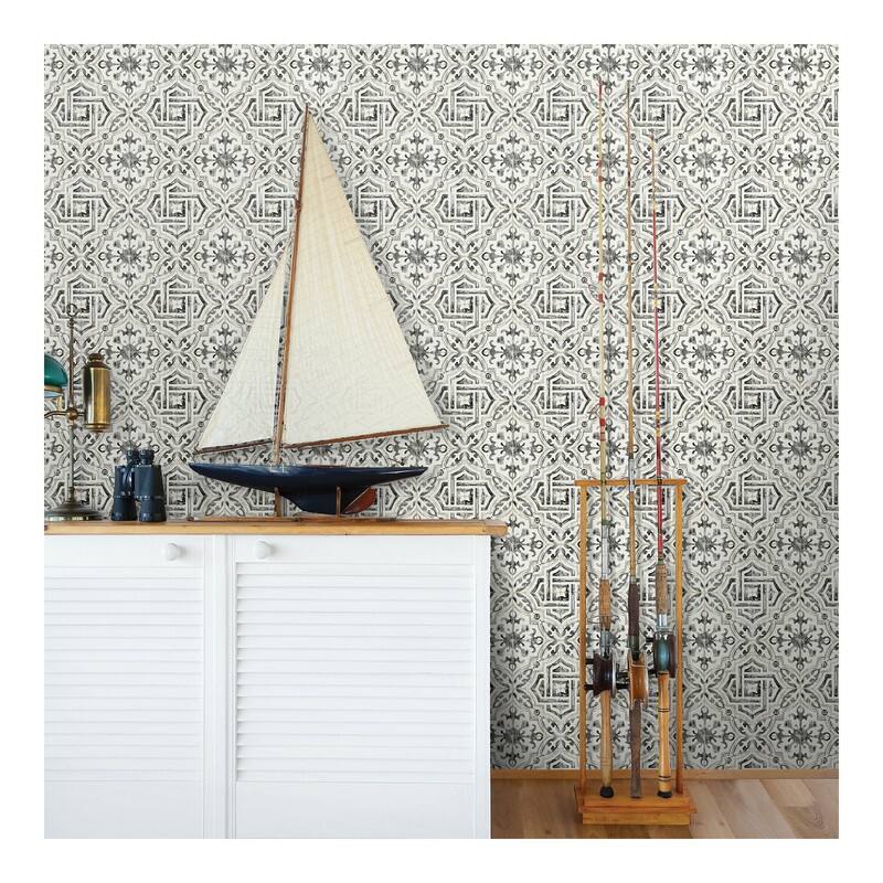 Chesapeake Sonoma Black Beach Tile Wallpaper - 20.5 x 396 x 0.025