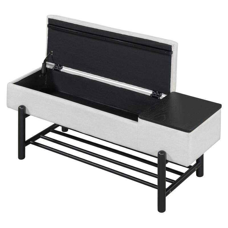 Farmhouse Storage Bench Shoe Rack Bench with Hidden Compartment